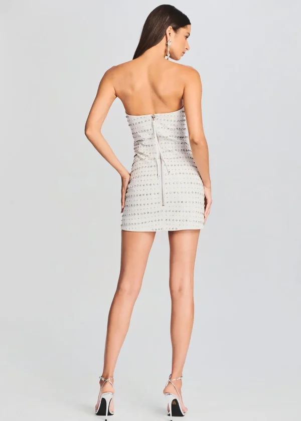 Exclusively Ours*Retrofete Rhya Embellished Leather Dress Optic White
