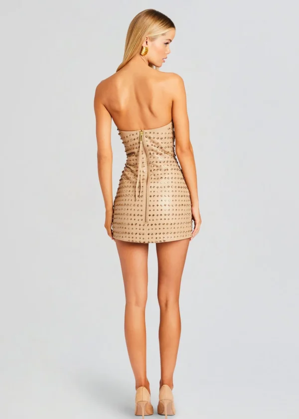 Mini*Retrofete Rhya Embellished Leather Dress Nude