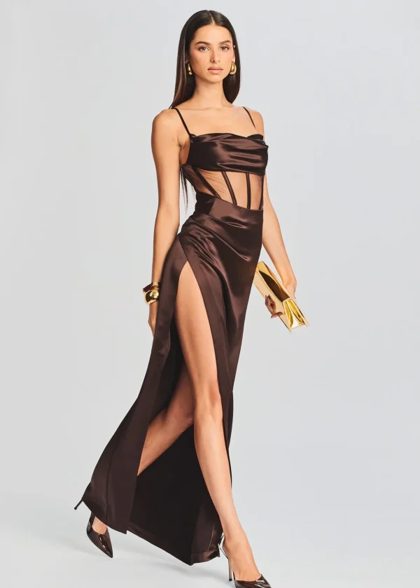 Neutral Moments*Retrofete Rosa Corset Dress Dark Chocolate