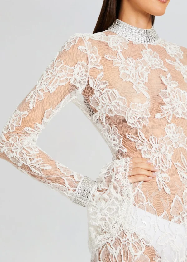 Subtle Shimmer*Retrofete Rosie Embellished Lace Dress White