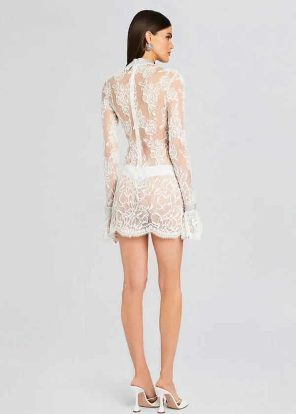 Bachelorette Party*Retrofete Rosie Embellished Lace Dress White