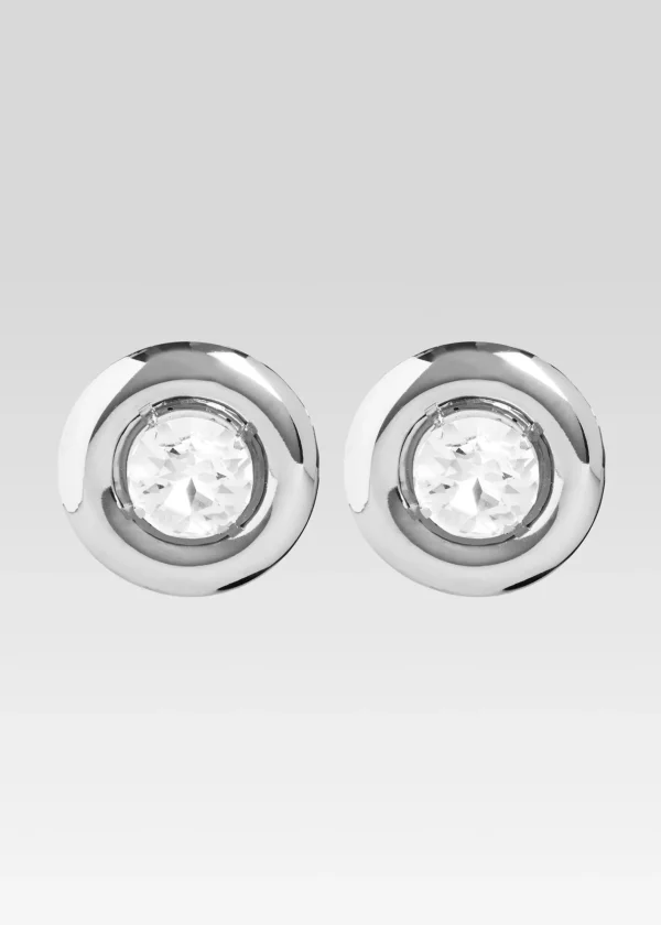 Accessories*Retrofete Round Earrings with Crystals Silver
