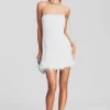 Sequin Styles*Retrofete Rubina Sequin Feather Dress White