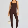 Night Out*Retrofete Sabrina Sleeveless Enviro Rib Catsuit Brown