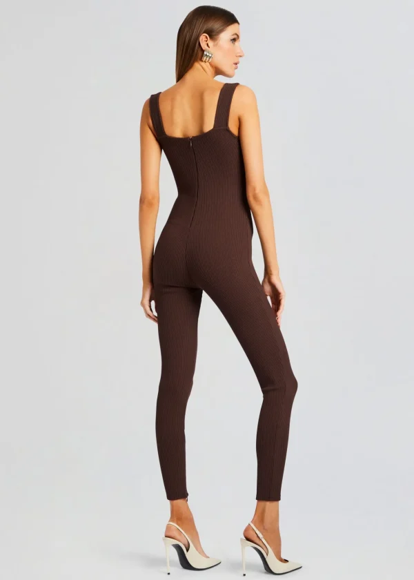 Jumpsuits*Retrofete Sabrina Sleeveless Enviro Rib Catsuit Brown