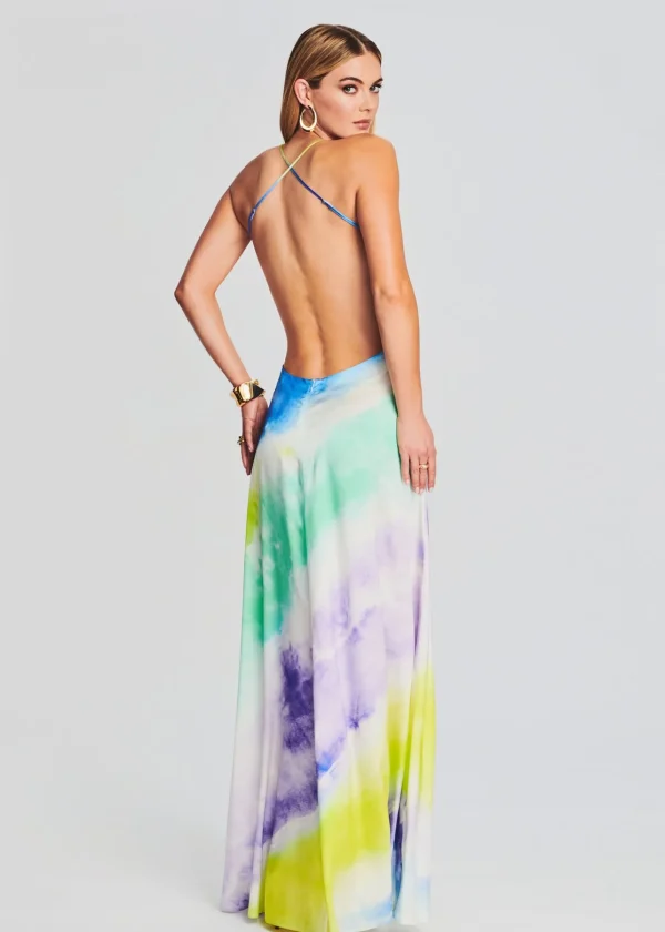 RETROFÊTE*Retrofete Scarlett Silk Dress Watercolor Wave