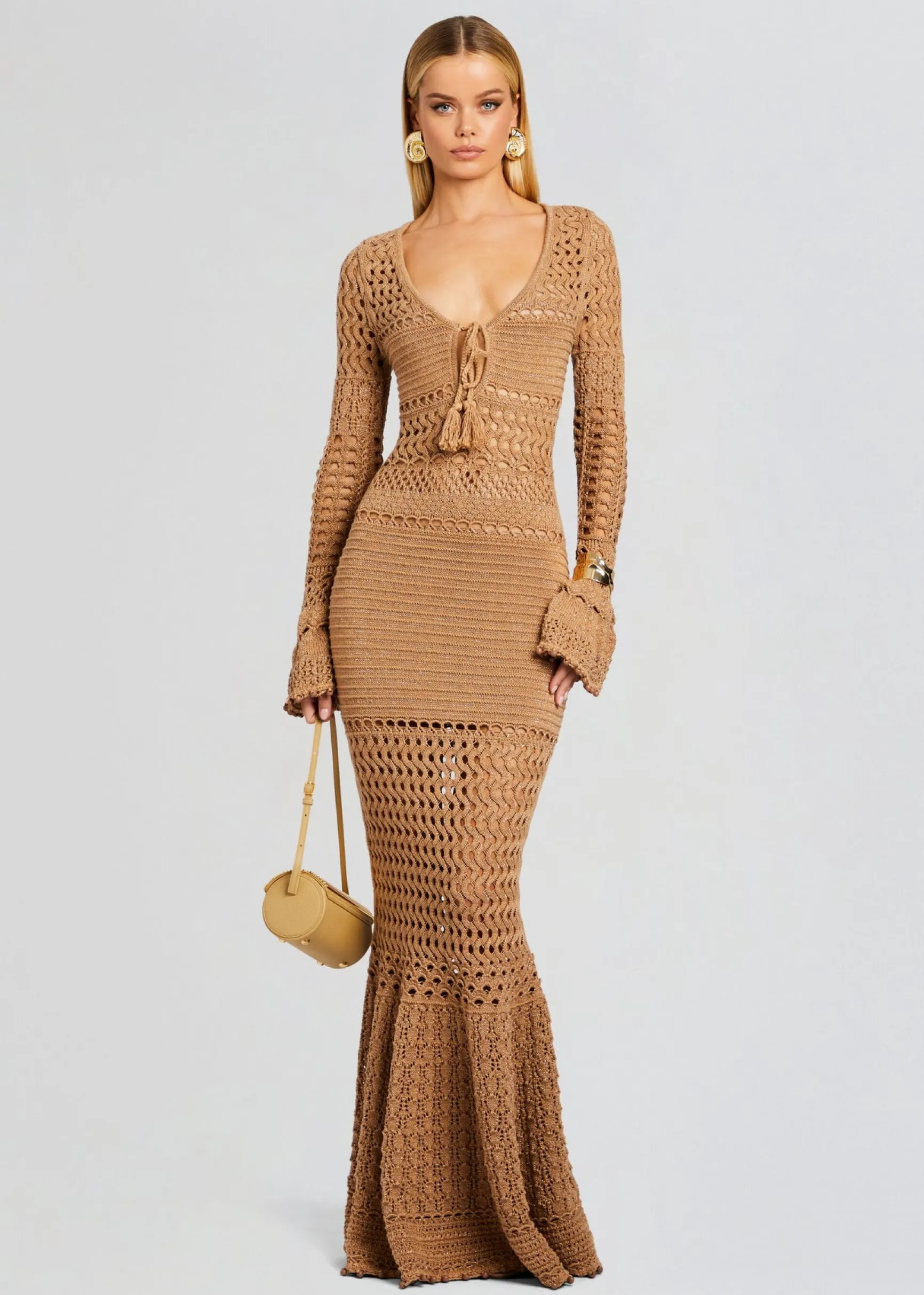 sereno_knit_crochet_dress_0-1.webp Sheer Bliss*Retrofete Sereno Knit Crochet Dress Metallic Nude Bronze