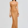 Gowns*Retrofete Shilo Embellished Silk Dress Tannin