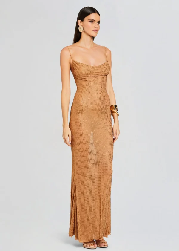 Trending*Retrofete Shilo Embellished Silk Dress Tannin