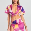 Final Sale*Retrofete Siena Silk Top Pink Geo