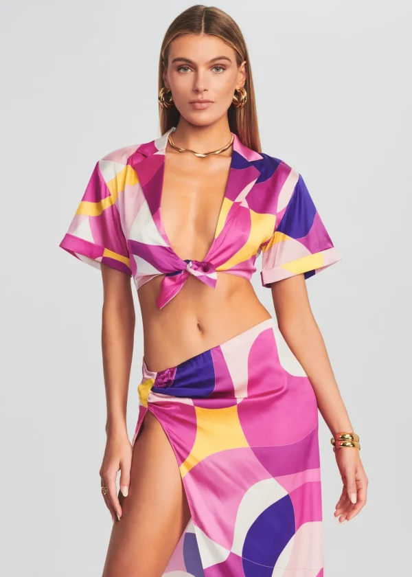 Honeymoon Looks*Retrofete Siena Silk Top Pink Geo