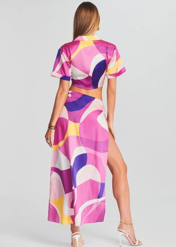Final Sale*Retrofete Siena Silk Top Pink Geo
