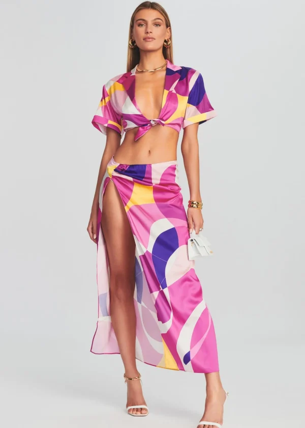 Honeymoon Looks*Retrofete Siena Silk Top Pink Geo