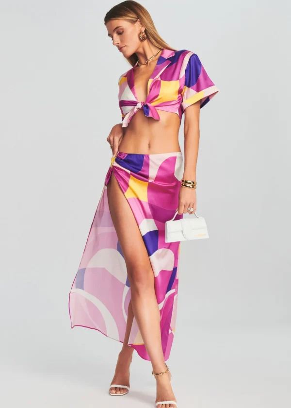 Final Sale*Retrofete Siena Silk Top Pink Geo