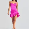 RETROFÊTE*Retrofete Silvana Silk Dress Neon Pink