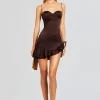 Dresses*Retrofete Silvana Silk Dress Dark Chocolate