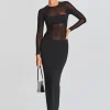 Sheer Bliss*Retrofete Silver Maxi Dress Black