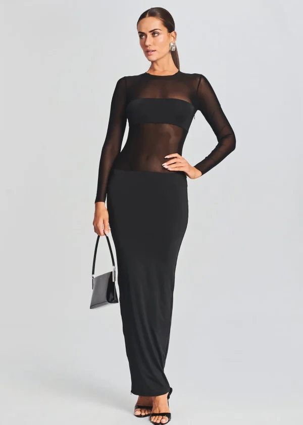 Guest Of*Retrofete Silver Maxi Dress Black