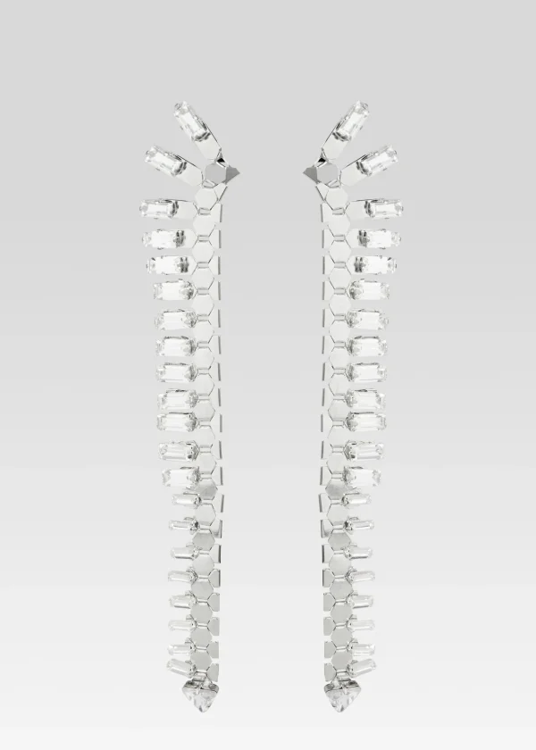 Accessories*Retrofete Snake Skin Crystal Earrings Silver