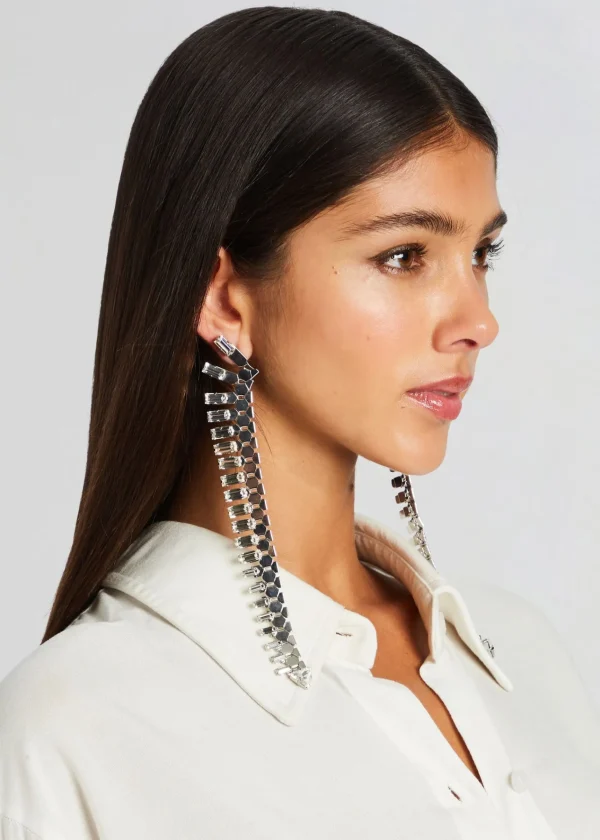 Accessories*Retrofete Snake Skin Crystal Earrings Silver