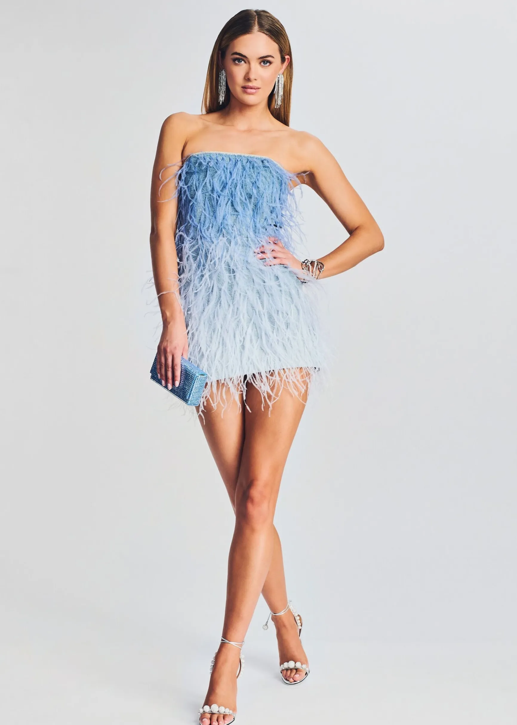 sofia_feather_dress_0.webp RETROFÊTE*Retrofete Sofia Feather Dress White/Ombre