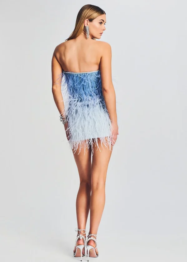 RETROFÊTE*Retrofete Sofia Feather Dress White/Ombre