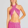 Spring Knits*Retrofete Susan Crochet Wrap Top Malibu Pink