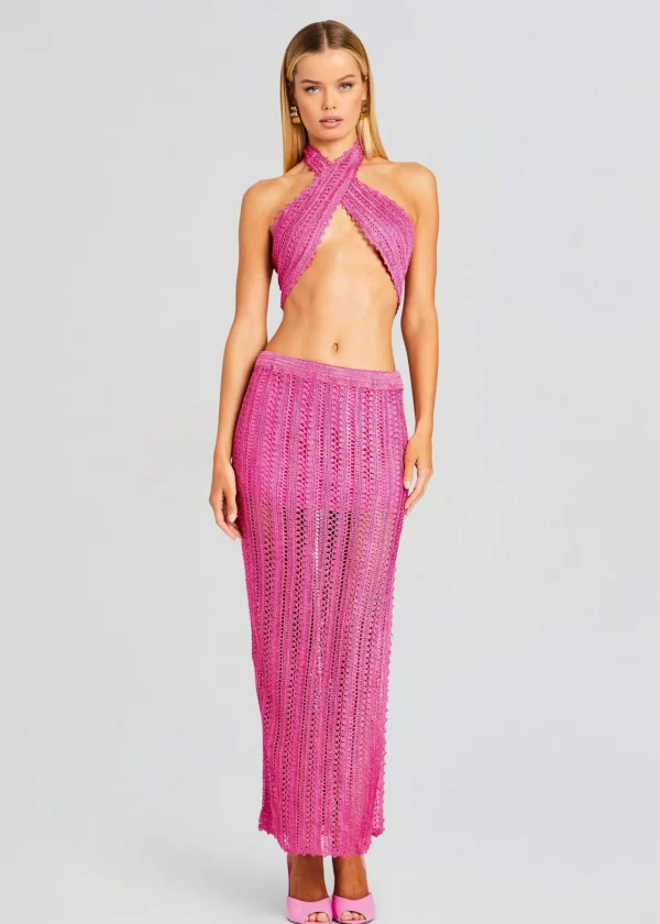 Resort '24*Retrofete Susan Crochet Wrap Top Malibu Pink