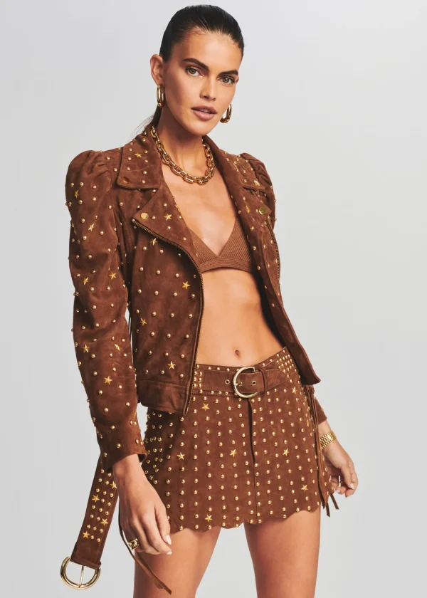 Jackets*Retrofete Tai Suede Studded Jacket Cognac