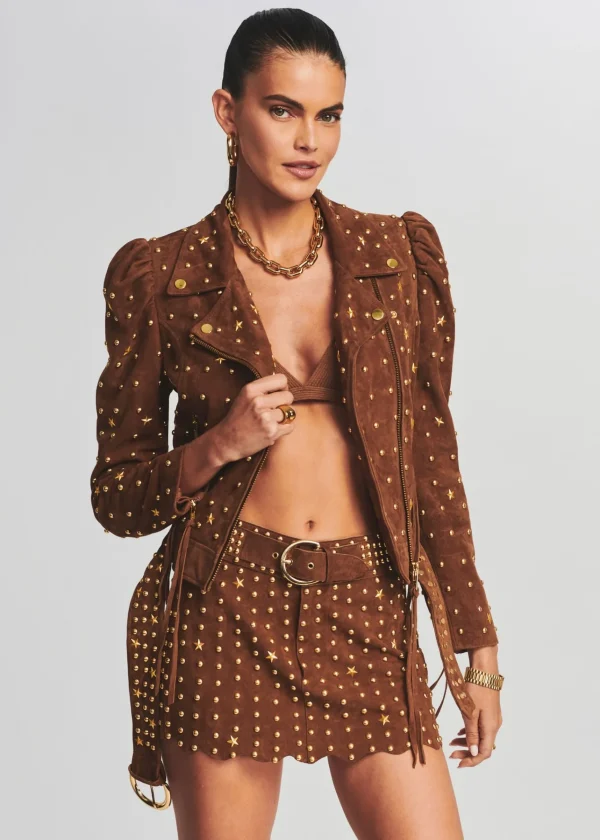 Jackets*Retrofete Tai Suede Studded Jacket Cognac