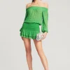 Honeymoon Looks*Retrofete Taisha Embellished Silk Chiffon Dress Kelly Green