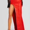 Bottoms*Retrofete Tash Leather Skirt Fiery Red