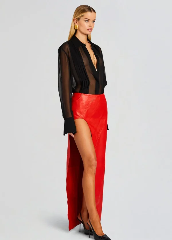 Bottoms*Retrofete Tash Leather Skirt Fiery Red