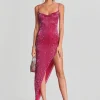 Bridal Party*Retrofete Topaz Glass Beaded Dress Fuchsia
