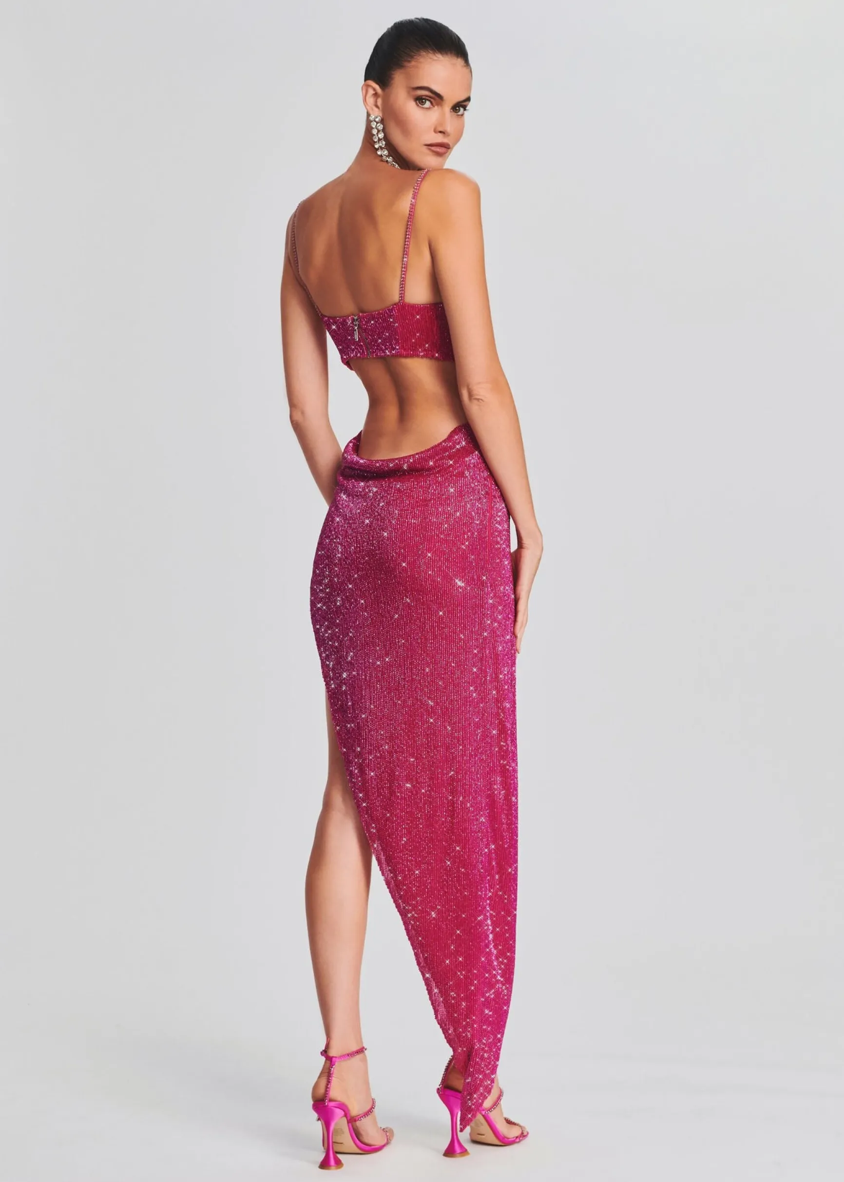 topaz_glass_beaded_dress_3.webp Bridal Party*Retrofete Topaz Glass Beaded Dress Fuchsia