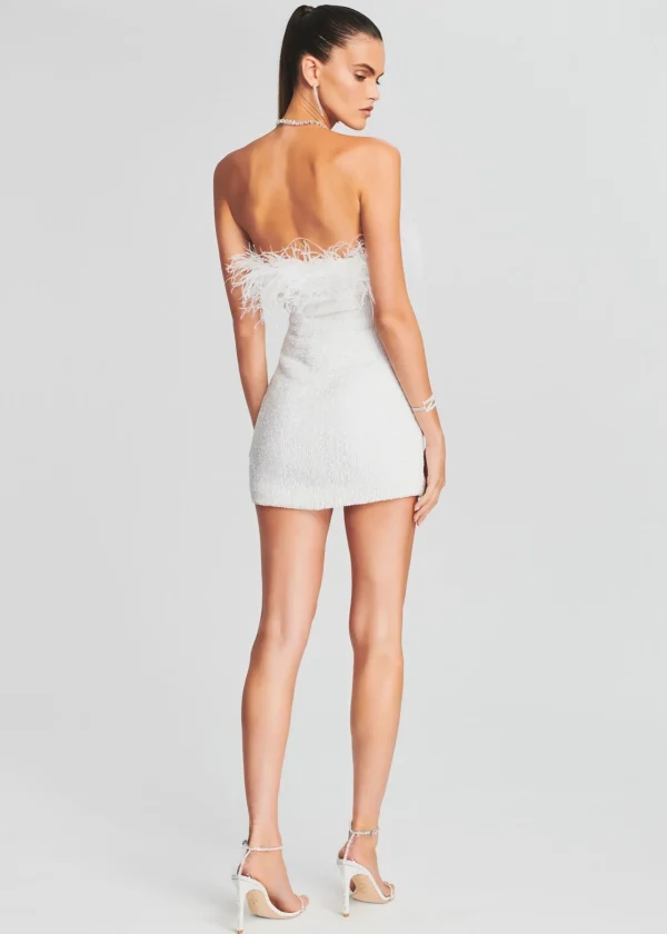 Bridal Shower*Retrofete Torin Sequin Feather Dress White