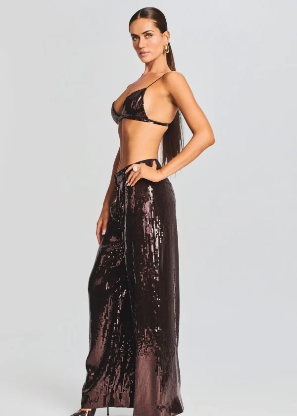 Neutral Moments*Retrofete Trinity Sequin Pant Dark Chocolate