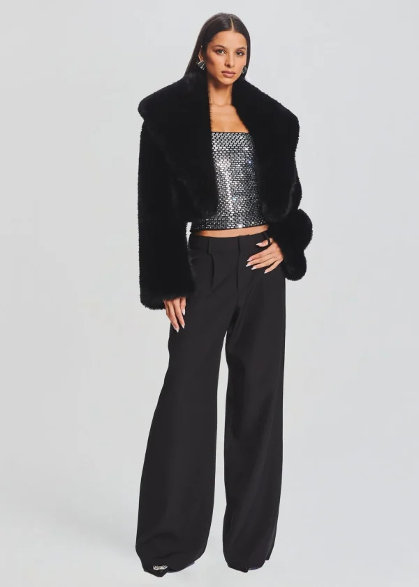 Tops*Retrofete Valery Embellished Knit Top Black