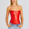 Tops*Retrofete Veda Leather Top Fiery Red