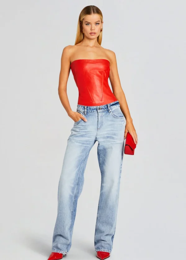 RETROFÊTE*Retrofete Veda Leather Top Fiery Red