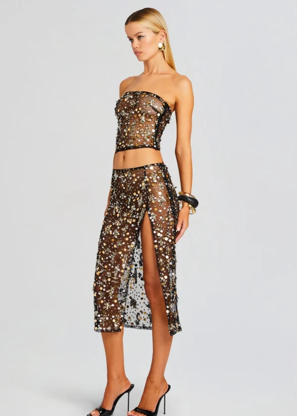Guest Of*Retrofete Venus Embellished Top Black/Gold