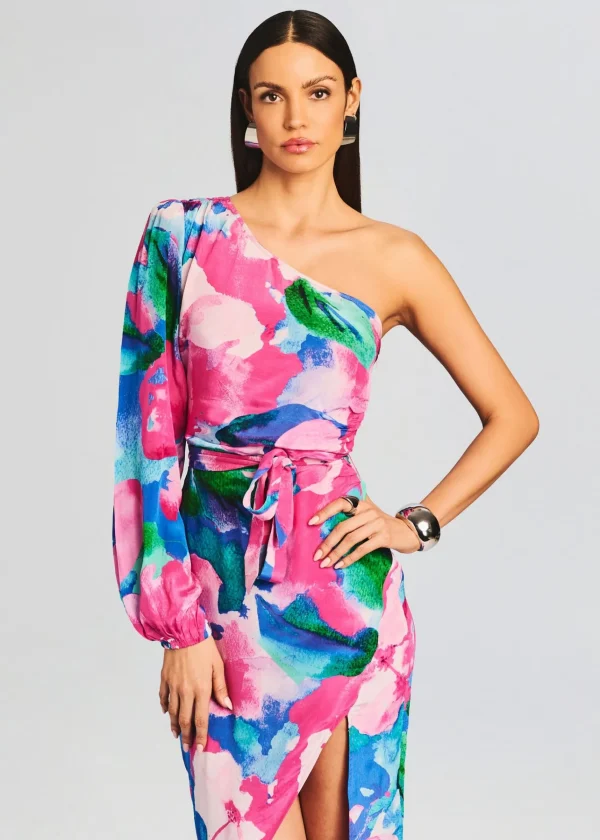 Trending*Retrofete Vesa One Shoulder Midi Dress Multicolor