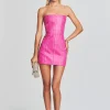 RETROFÊTE*Retrofete Vesta Embellished Leather Dress Neon Pink/Crystal