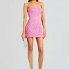 Night Out*Retrofete Vianne Embellished Leather Dress Begonia Pink
