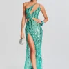Bridal Party*Retrofete Vice Sequin Feather Dress Sea Foam
