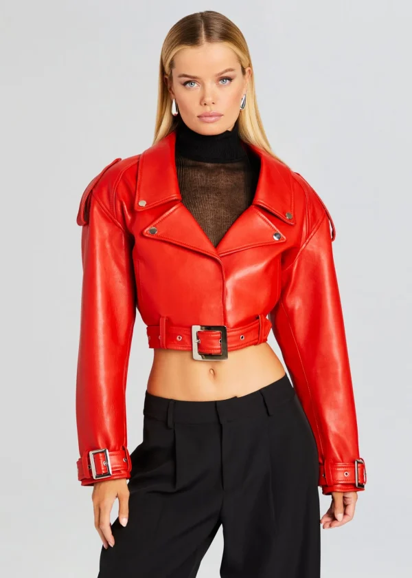 Jackets*Retrofete Victoria Leather Jacket Fiery Red