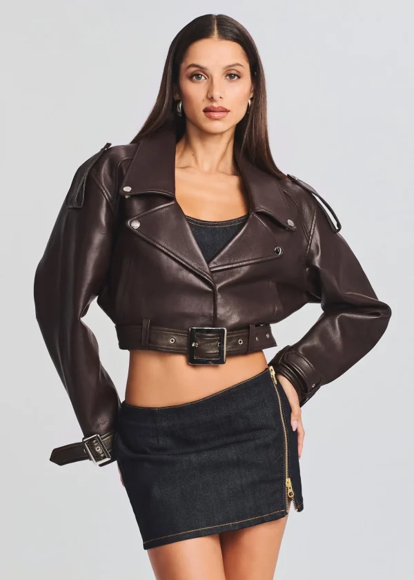 Outerwear*Retrofete Victoria Leather Jacket Dark Chocolate