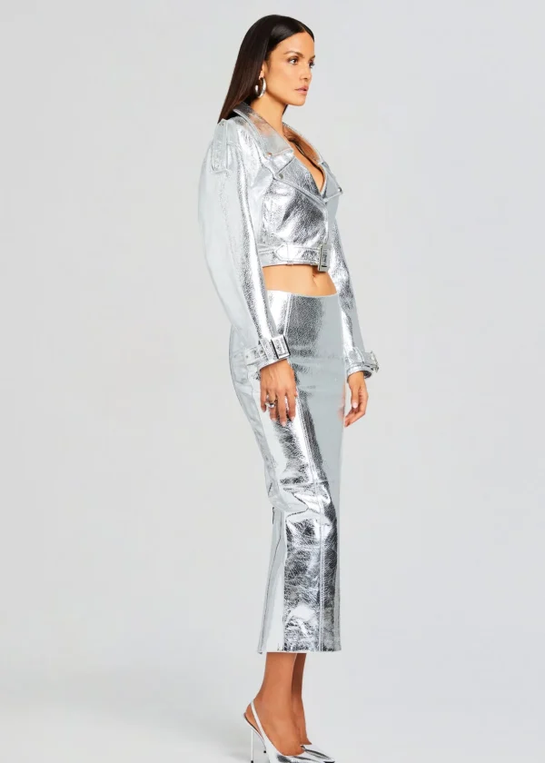 Subtle Shimmer*Retrofete Victoria Leather Jacket Silver