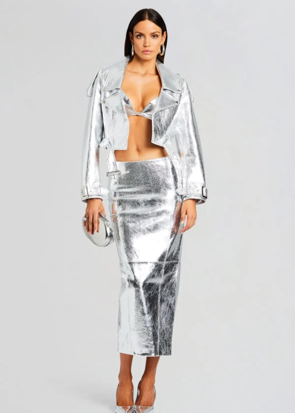 Subtle Shimmer*Retrofete Victoria Leather Jacket Silver