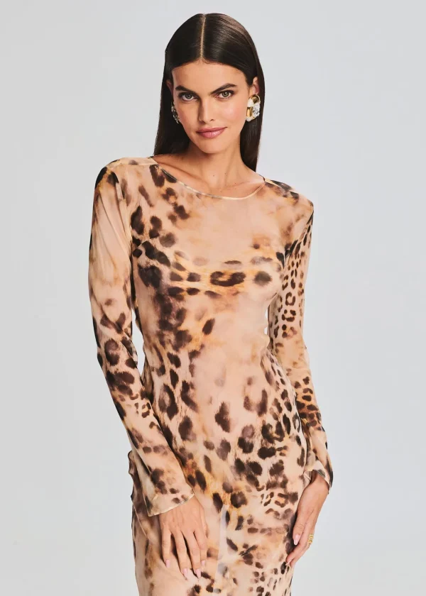 RETROFÊTE*Retrofete Vienna Silk Dress Vintage Cheetah